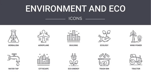 Conjunto Iconos Línea Medio Ambiente Concepto Ecológico Contiene Iconos Utilizables — Vector de stock