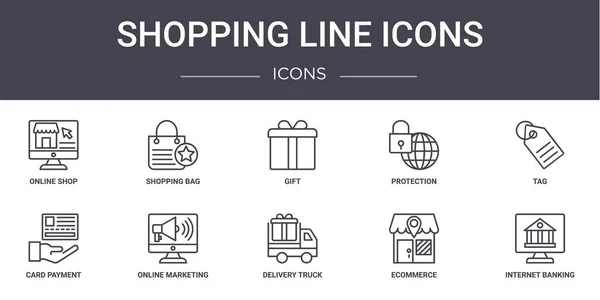 Shopping Line Icons Concept Line Icons Set Enthält Symbole Für — Stockvektor