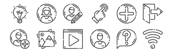 Set Linear User Interface Icons Thin Outline Icons Wifi Account — Stock Vector