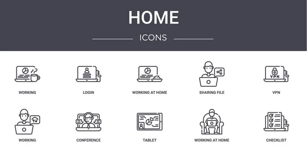 Home Concept Line Icons Set Contiene Iconos Utilizables Para Web — Vector de stock
