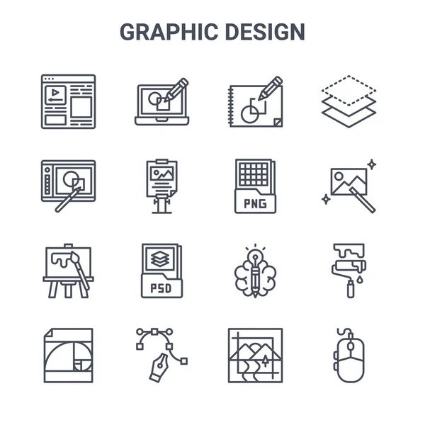 Ensemble Icônes Ligne Vectorielle Concept Conception Graphique 64X64 Icônes Fine — Image vectorielle