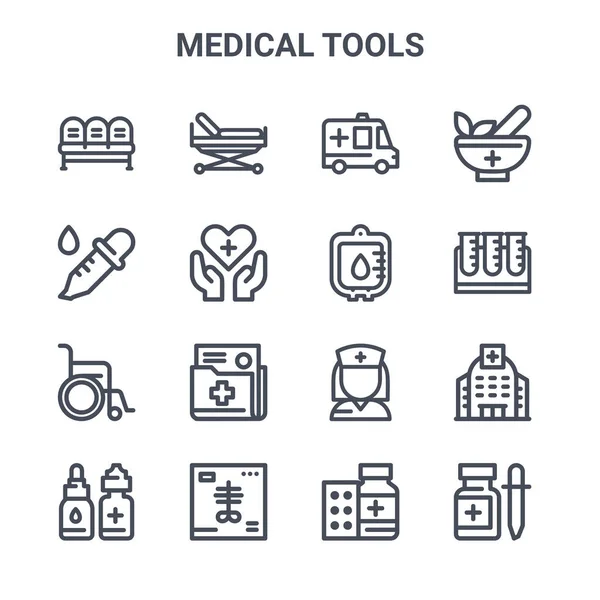 Set Medical Tools Concept Vector Line Icons 64X64 Thin Stroke — Stock Vector