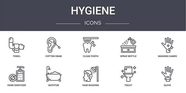 Concepto Higiene Línea Iconos Conjunto Contiene Iconos Utilizables Para Web — Vector de stock
