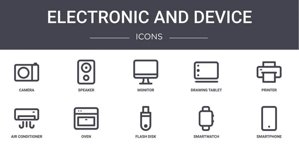 Icônes Ligne Concept Électronique Appareil Ensemble Contient Des Icônes Utilisables — Image vectorielle