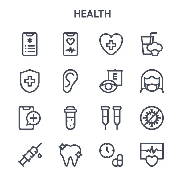 Ensemble Icônes Ligne Vectorielle Concept Santé 64X64 Icônes Avc Minces — Image vectorielle