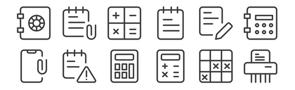 Jeux Icônes Linéaires Fournitures Bureau Icônes Contour Mince Tels Que — Image vectorielle