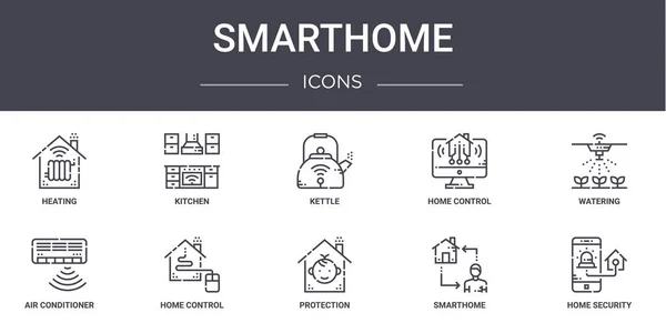 Smarthome Concept Line Icons Gesetzt Enthält Symbole Für Web Logo — Stockvektor