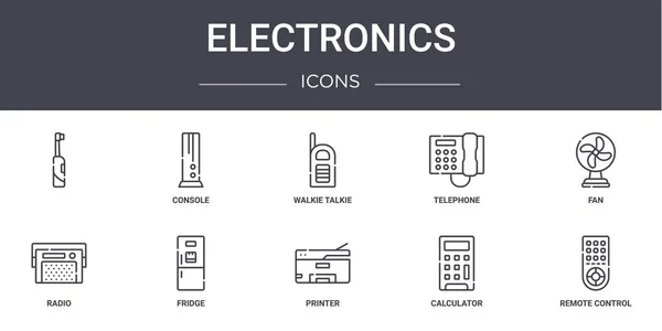 Elektronik Konzept Linie Symbole Gesetzt Enthält Symbole Für Web Logo — Stockvektor