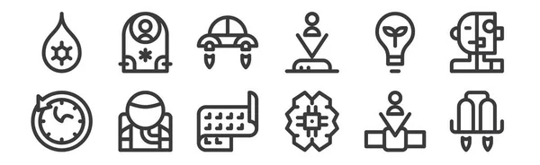 Set Linear Technology Future Icons Thin Outline Icons Jetpack Artificial — Stock Vector