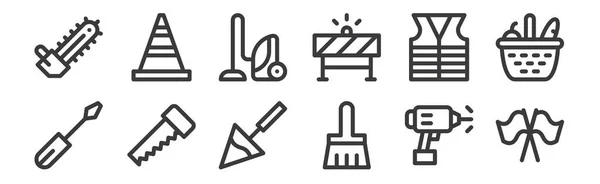 Conjunto Iconos Del Día Del Trabajo Lineal Iconos Delgados Como — Vector de stock