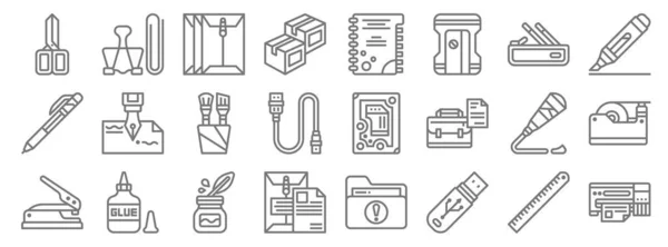 Iconos Línea Papelería Conjunto Lineal Conjunto Línea Vectores Calidad Como — Vector de stock