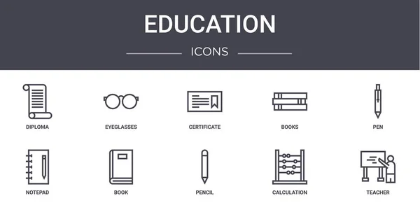 Concepto Educación Iconos Línea Conjunto Contiene Iconos Utilizables Para Web — Archivo Imágenes Vectoriales