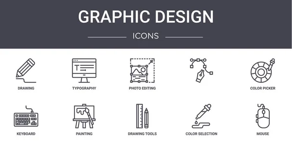 Diseño Gráfico Conjunto Iconos Línea Concepto Contiene Iconos Utilizables Para — Vector de stock