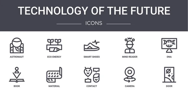 Technologie Der Zukünftigen Konzeptlinie Gesetzt Enthält Symbole Für Web Logo — Stockvektor