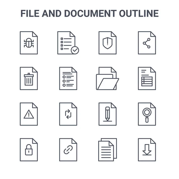 Set File Document Outline Concept Vector Line Icons 64X64 Thin — Stock Vector