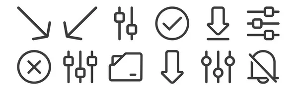 Set Linear Interface Icons Thin Outline Icons Mute Download Equalizer — Stock Vector