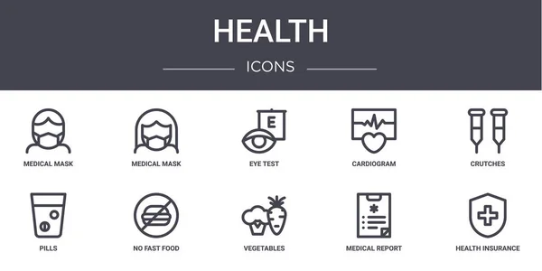 Santé Concept Ligne Icônes Ensemble Contient Des Icônes Utilisables Pour — Image vectorielle