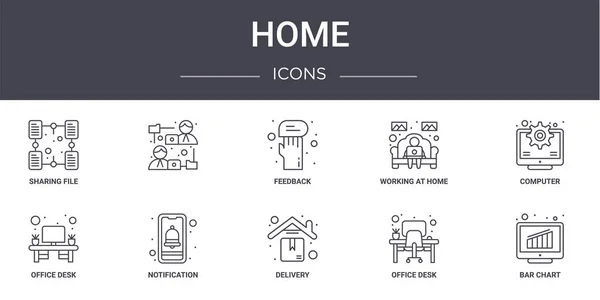 Home Concept Line Icons Gesetzt Enthält Symbole Für Web Logo — Stockvektor