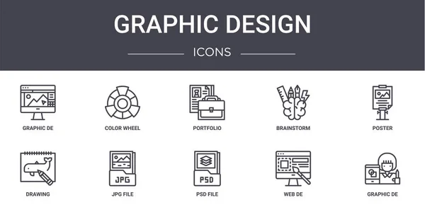 Diseño Gráfico Conjunto Iconos Línea Concepto Contiene Iconos Utilizables Para — Vector de stock