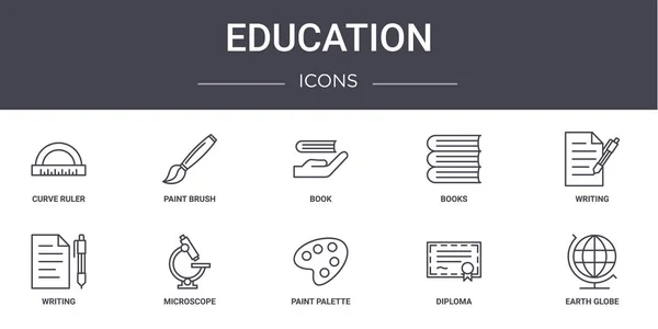 Concepto Educación Iconos Línea Conjunto Contiene Iconos Utilizables Para Web — Archivo Imágenes Vectoriales