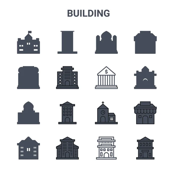 Ensemble Icônes Vectorielles Ligne Concept Bâtiment 64X64 Icônes Fine Course — Image vectorielle