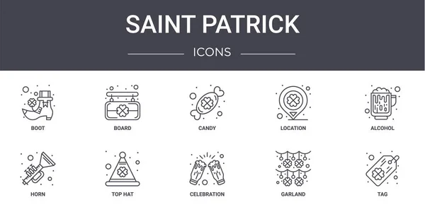 Aziz Patrick Konsept Çizgisi Simgeleri Ayarlandı Web Logo Tahta Konum — Stok Vektör