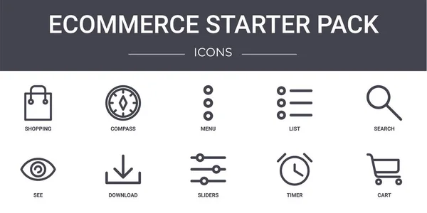 Commerce Starter Pack Konzept Linie Symbole Gesetzt Enthält Symbole Für — Stockvektor
