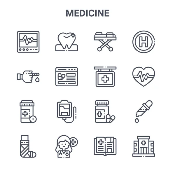 Set Medicine Concept Vector Line Icons 64X64 Thin Stroke Icons — Stock Vector