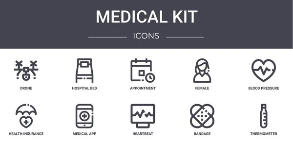 Medical Kit Concept Line Icons Set Contains Icons Usable Web — Stock Vector