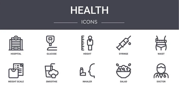 Santé Concept Ligne Icônes Ensemble Contient Des Icônes Utilisables Pour — Image vectorielle