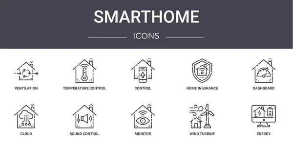 Smarthome Concept Line Icons Gesetzt Enthält Symbole Für Web Logo — Stockvektor