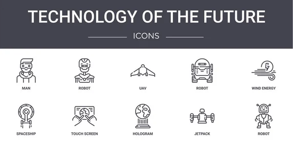 Tecnología Del Futuro Conjunto Iconos Línea Concepto Contiene Iconos Utilizables — Vector de stock