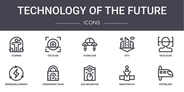 Technologia Przyszłego Zestawu Ikon Linii Koncepcyjnej Zawiera Ikony Nadające Się — Wektor stockowy
