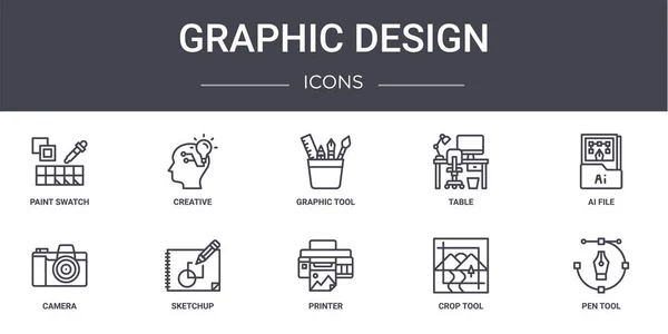 Diseño Gráfico Conjunto Iconos Línea Concepto Contiene Iconos Utilizables Para — Vector de stock