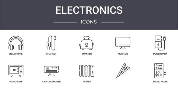Elektronik Konzept Linie Symbole Gesetzt Enthält Symbole Für Web Logo — Stockvektor