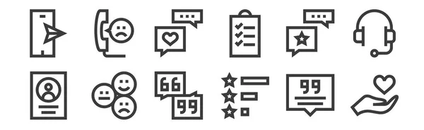 Set Linear Feedback Testimonials Icons Thin Outline Icons Heart Rating — Stock Vector