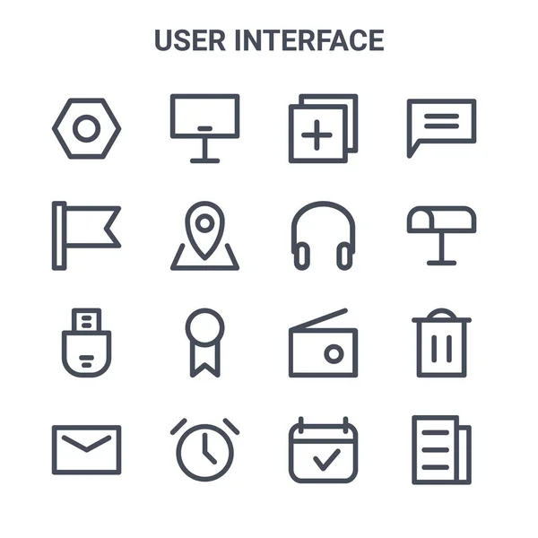 Jeu Icônes Ligne Vectorielle Concept Interface Utilisateur 64X64 Icônes Fine — Image vectorielle