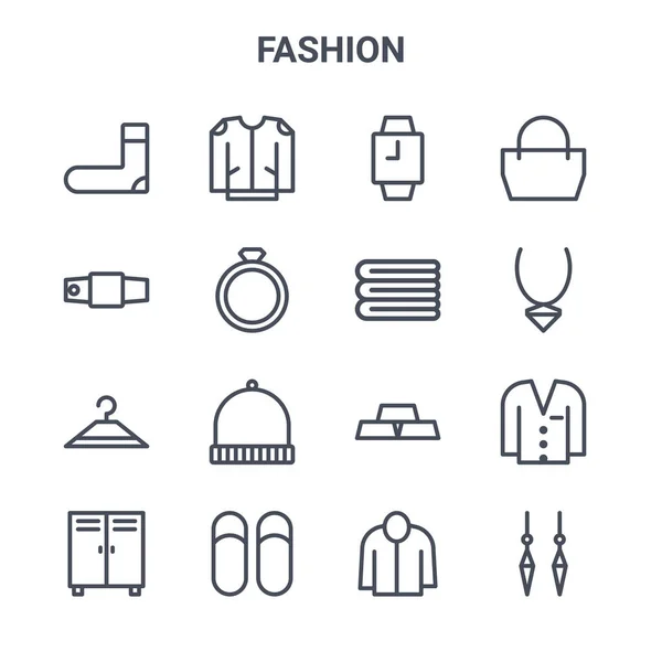 Set Fashion Concept Vector Line Icons 64X64 Thin Stroke Icons — Stock Vector