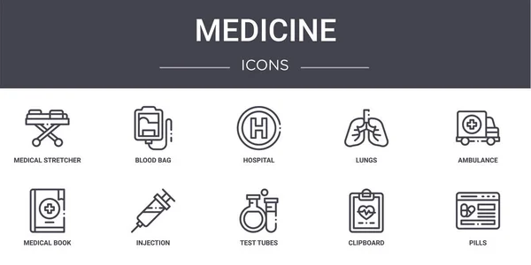 Medicine Concept Line Icons Set Contains Icons Usable Web Logo — Stock Vector