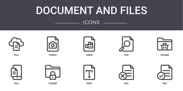 Document Fichiers Concept Ligne Icônes Ensemble Contient Des Icônes Utilisables — Image vectorielle