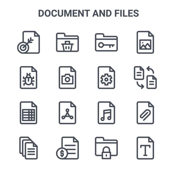 Set Document Files Concept Vector Line Icons 64X64 Thin Stroke — Stock Vector