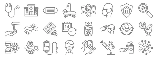 Coronavirus Line Icons Linear Set Quality Vector Line Set Coronavirus — Stock Vector