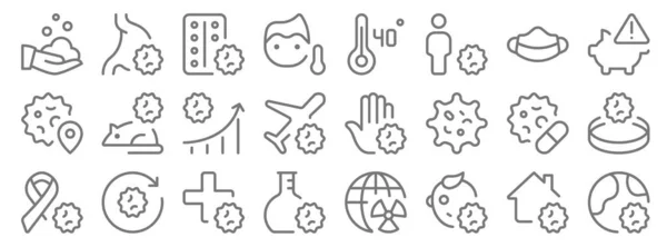 Coronavirus Line Icons Linear Set Quality Vector Line Set Outbreak — Stock Vector