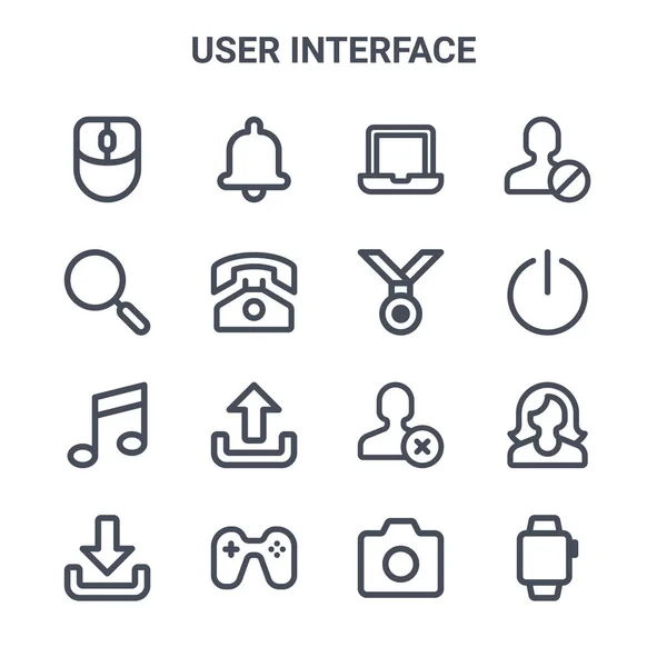 Conjunto Iconos Línea Vectores Concepto Interfaz Usuario 64X64 Iconos Trazo — Vector de stock