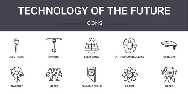 Tecnología Del Futuro Conjunto Iconos Línea Concepto Contiene Iconos Utilizables — Vector de stock