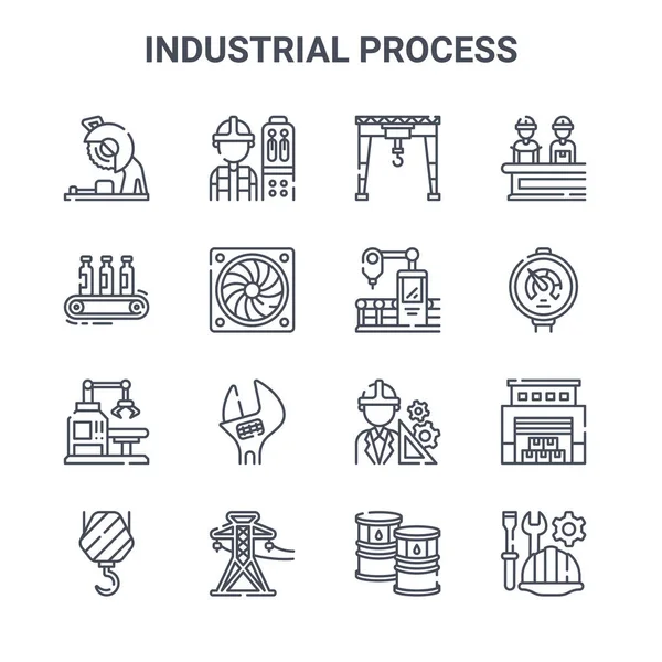 Conjunto Ícones Linha Vetorial Conceito Processo Industrial 64X64 Ícones Curso — Vetor de Stock