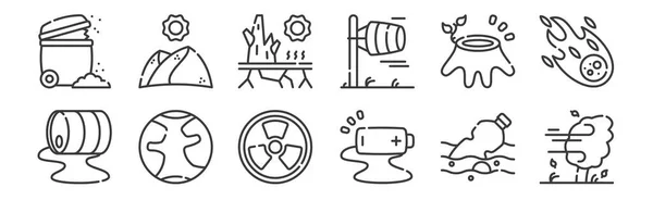 Jeux Icônes Linéaires Changement Climatique Icônes Contour Mince Tels Que — Image vectorielle