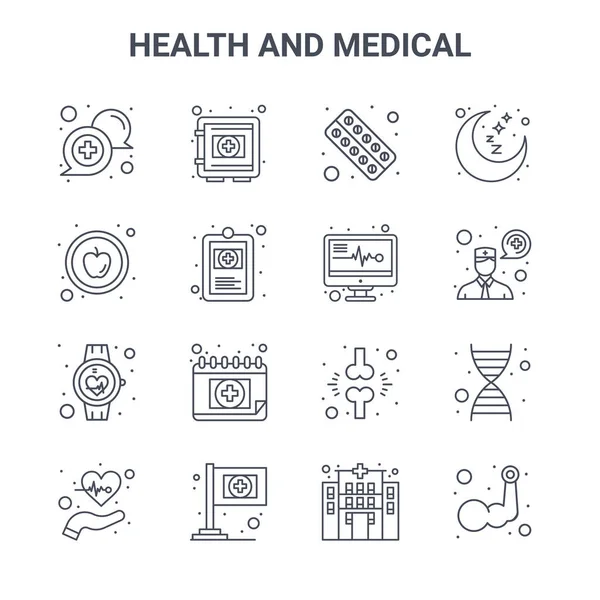 Conjunto Salud Concepto Médico Iconos Línea Vectorial 64X64 Iconos Accidentes — Vector de stock