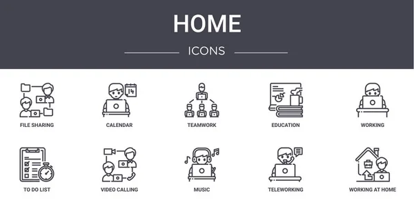 Home Concept Line Icons Gesetzt Enthält Symbole Für Web Logo — Stockvektor