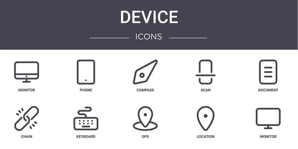 Gerätekonzept Zeilensymbole Gesetzt Enthält Symbole Für Web Logo Wie Telefon — Stockvektor